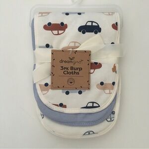 NEW Baby Burp Cloths Drool Bibs Pack of 3 Cars Theme and Blue | DreamGro